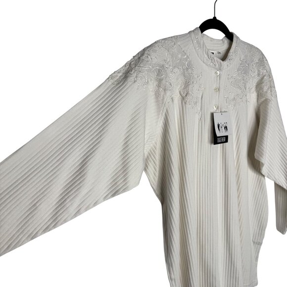 Together! 100% Cotton Women's XXL White Embroidered Long Sleeve‎ Tunic Top - Picture 5 of 11